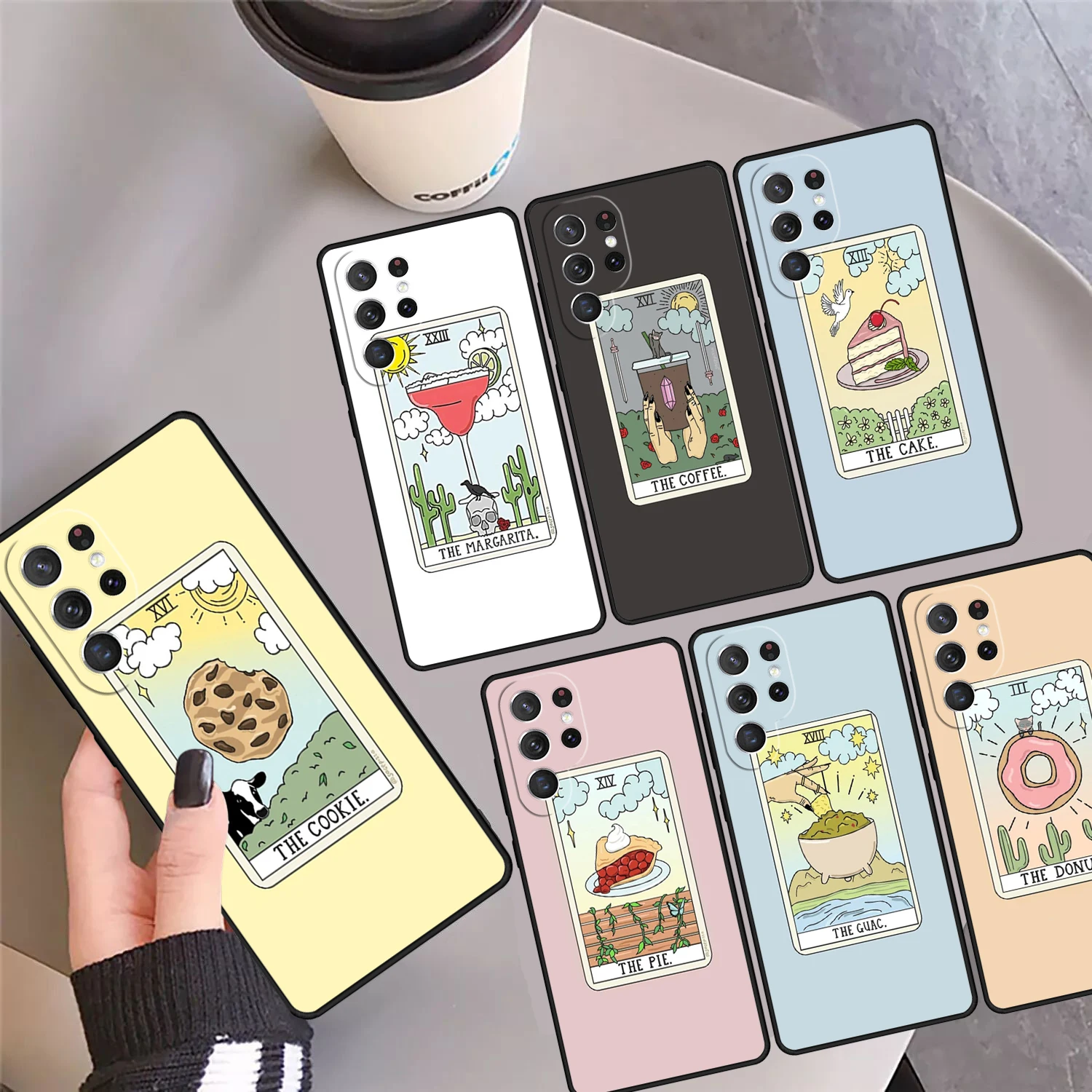 Чехол для телефона с изображением торта кофе Баро Таро карты чехол для Samsung Galaxy S24 Ultra 23 S22 Plus S21 FE S20 S8 S9 S10 Note 10 Pro 20