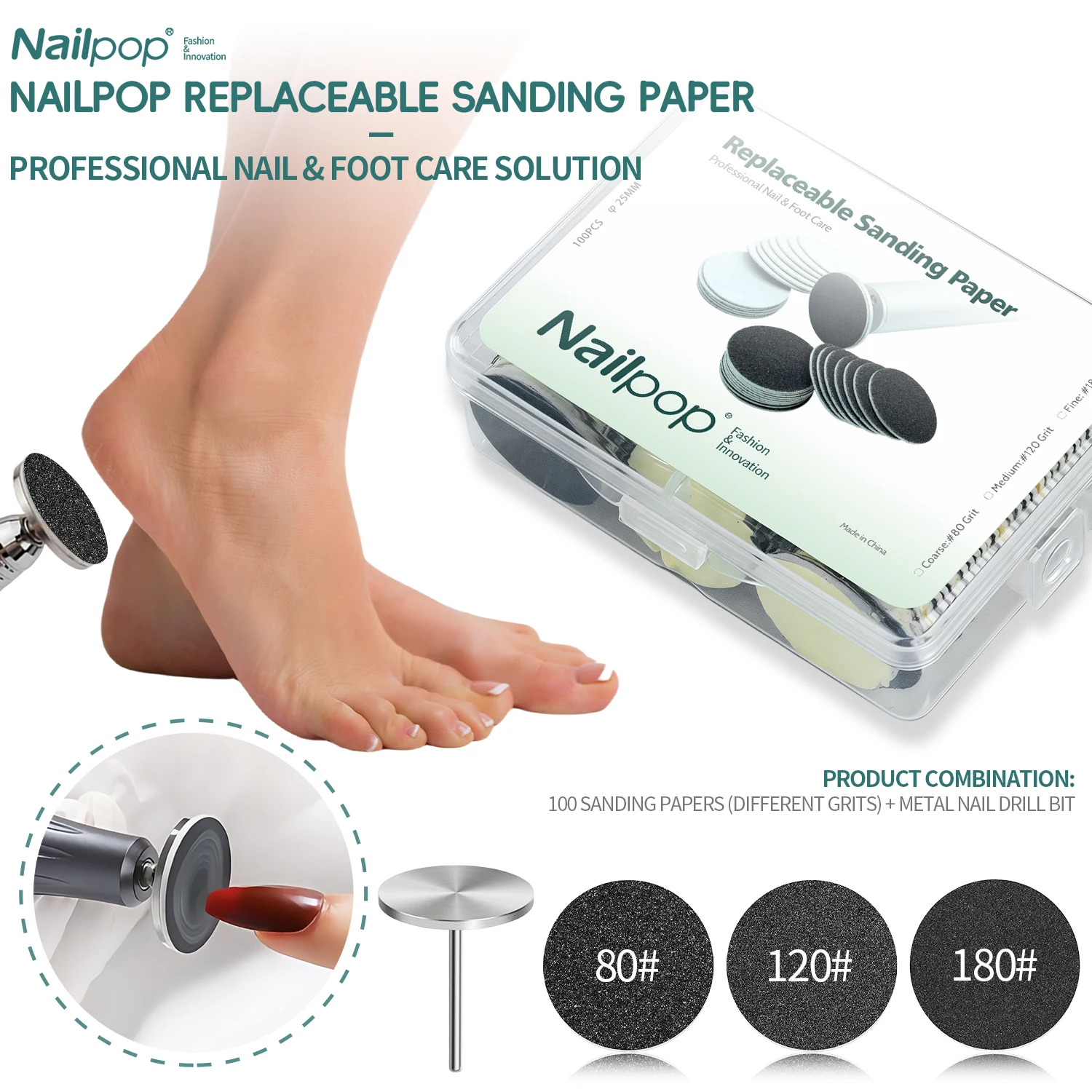 Nailpop 25 мм абразивные подушечки для наждачной бумаги для маникюра, дрель для педикюра, пилочка для ног для удаления омертвевшей кожи, мозолей, аксессуары для инструментов для ногтей