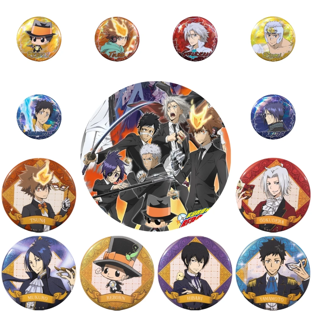 58 мм аниме Katekyo Hitman Reborn Sawada Tsunayoshi Gokudera Hayato косплей значок на булавке SPTE жесть брошь ﻿   Опора Gilf