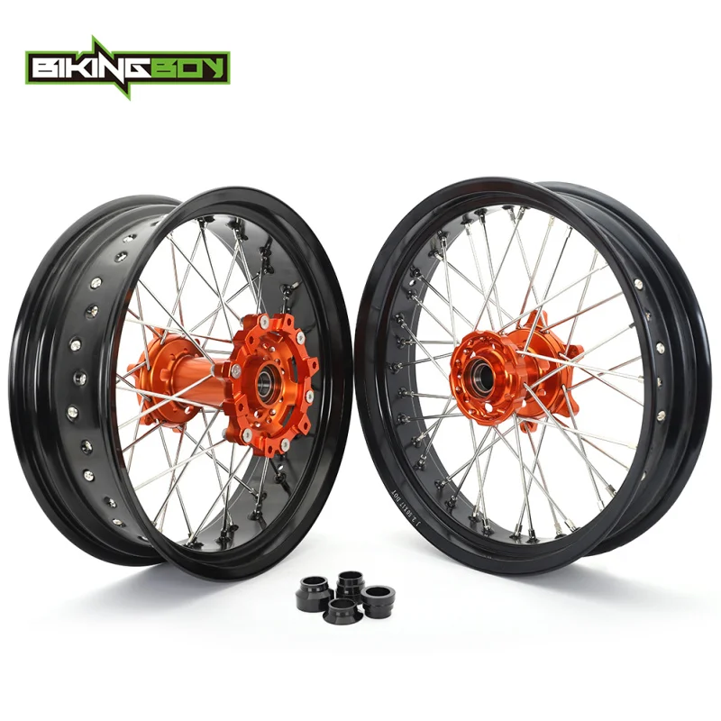 BIKINGBOY Supermoto 3,5 дюйма 5,0 дюйма 17 дюймов, фланец ступицы обода колеса для KTM 690 Enduro R 09 10 11 12 13 14 15 16 17 18 19 690 Enduro 08 комплект