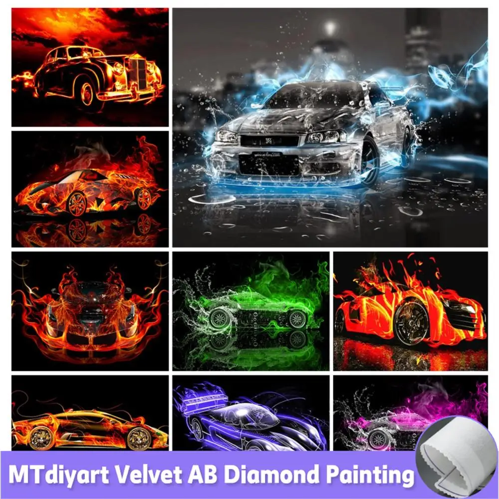 5D DIY алмазная живопись, спортивный автомобиль, пламя, искусство, полная Алмазная мозаика, вышивка крестиком, Набор для вышивки, картина, домашний декор, подарок