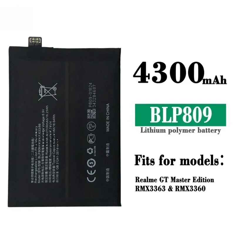 Фото Новый аккумулятор для мобильного телефона BLP809 7,74 В 4300 мАч для OPPO Realme GT Master Edition RMX3363 RMX3360, сменные аккумуляторы №2