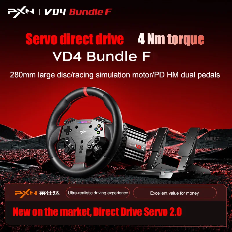PXN V4D Bundle Racing Wheel 4Nm Force Feedback Simulator Игровой руль PXN VD Series Серводвигатель с прямым приводом для ПК