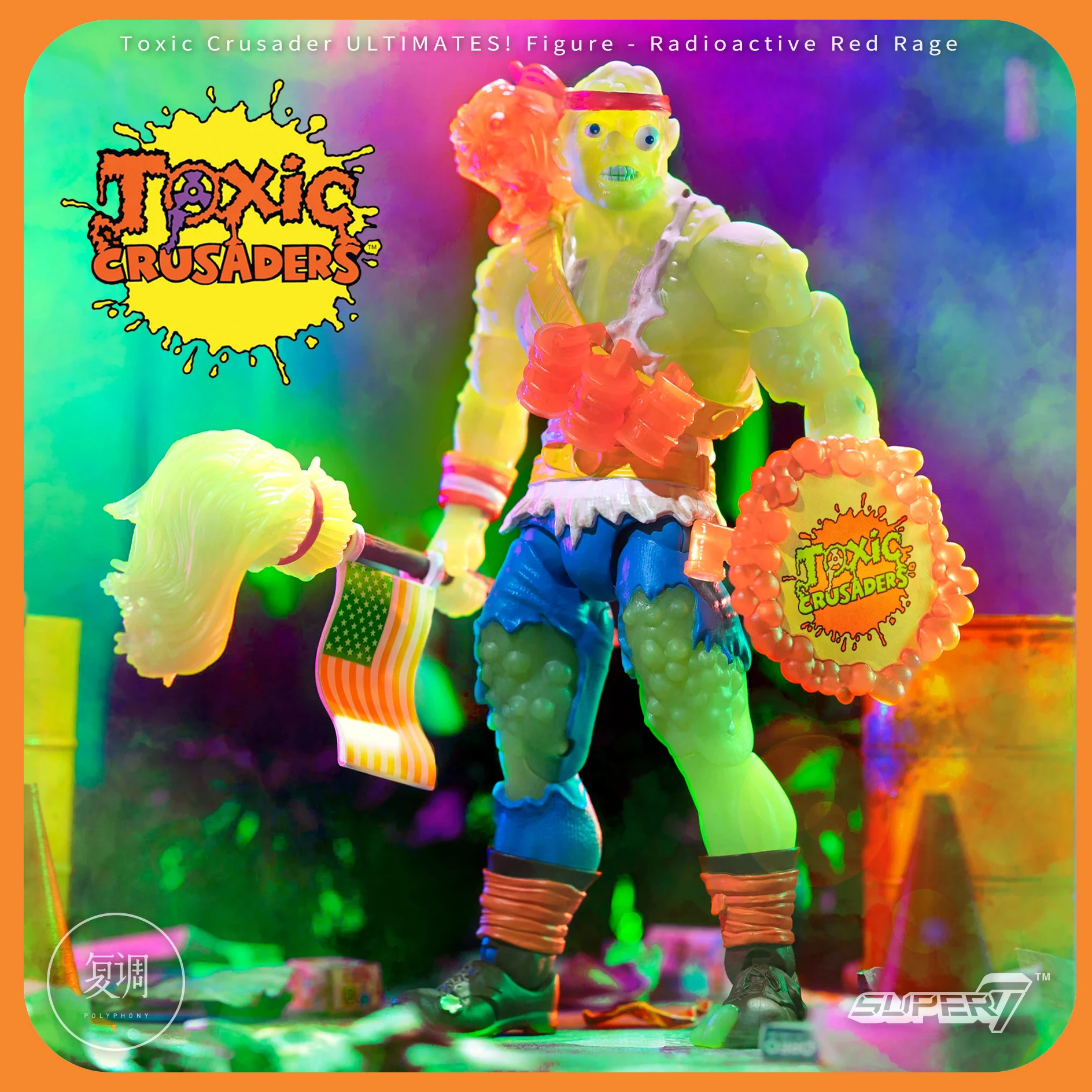 Super7 Toxic Crusaders Ultimate Series - Радиоактивная фигурка Red Rage Toxie, модель куклы, игрушка в подарок на складе