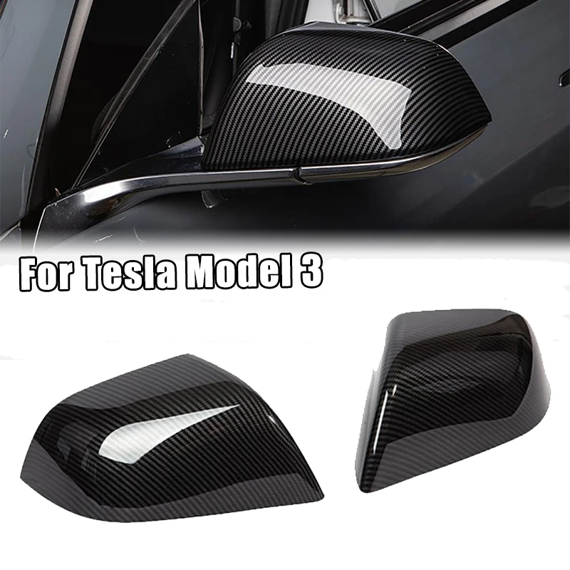 Крышка корпуса внешнего зеркала заднего вида для Tesla Model 3 2017-2023, черный узор из углеродного волокна для модели, крышка трехстороннего зеркала