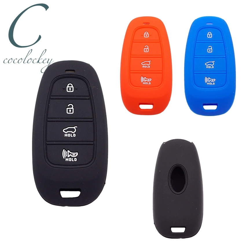 Cocolockey силиконовый чехол для автомобильного ключа, резиновый брелок, подходит для Hyundai Sonata Tucson Santa Fe 2019-2023 годов, 4 кнопки, дистанционный ключ, 2 шт. Аксессуары для салона