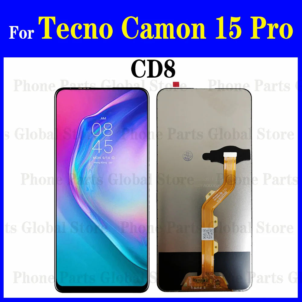 6,6-дюймовый дисплей для Tecno Camon 15 Pro, ЖК-экран CD8, сенсорный дигитайзер, сенсор в сборе, запасные части Camon 15pro, детали ЖК-дисплея