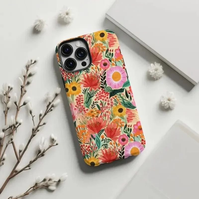 Фото Чехол для телефона Garden Maximalist с цветочным принтом для iPhone 16, 15, 14, 13, 12, 11 Pro Max Plus, роскошная магнитная двухслойная задняя крышка №3