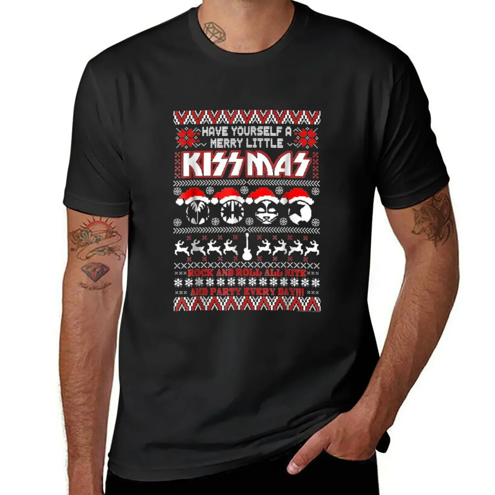Футболка KISS - Merry Little KISSmas, футболки с графическим рисунком, Потрясающие мужские футболки