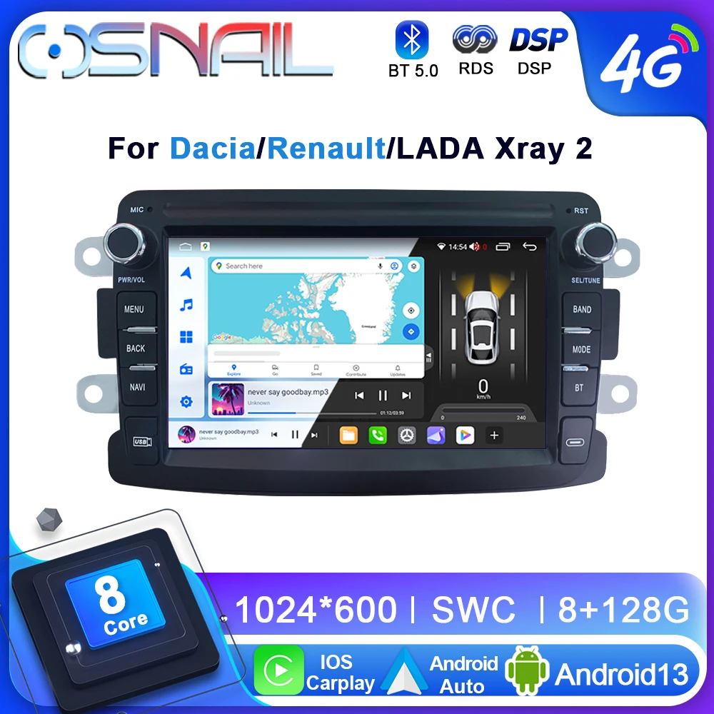 Android 13 авто радио для Dacia Logan Dokker Duster Sandero Lodgy 2012-2017 Renault Captur символ автомобильный мультимедийный плеер Carplay