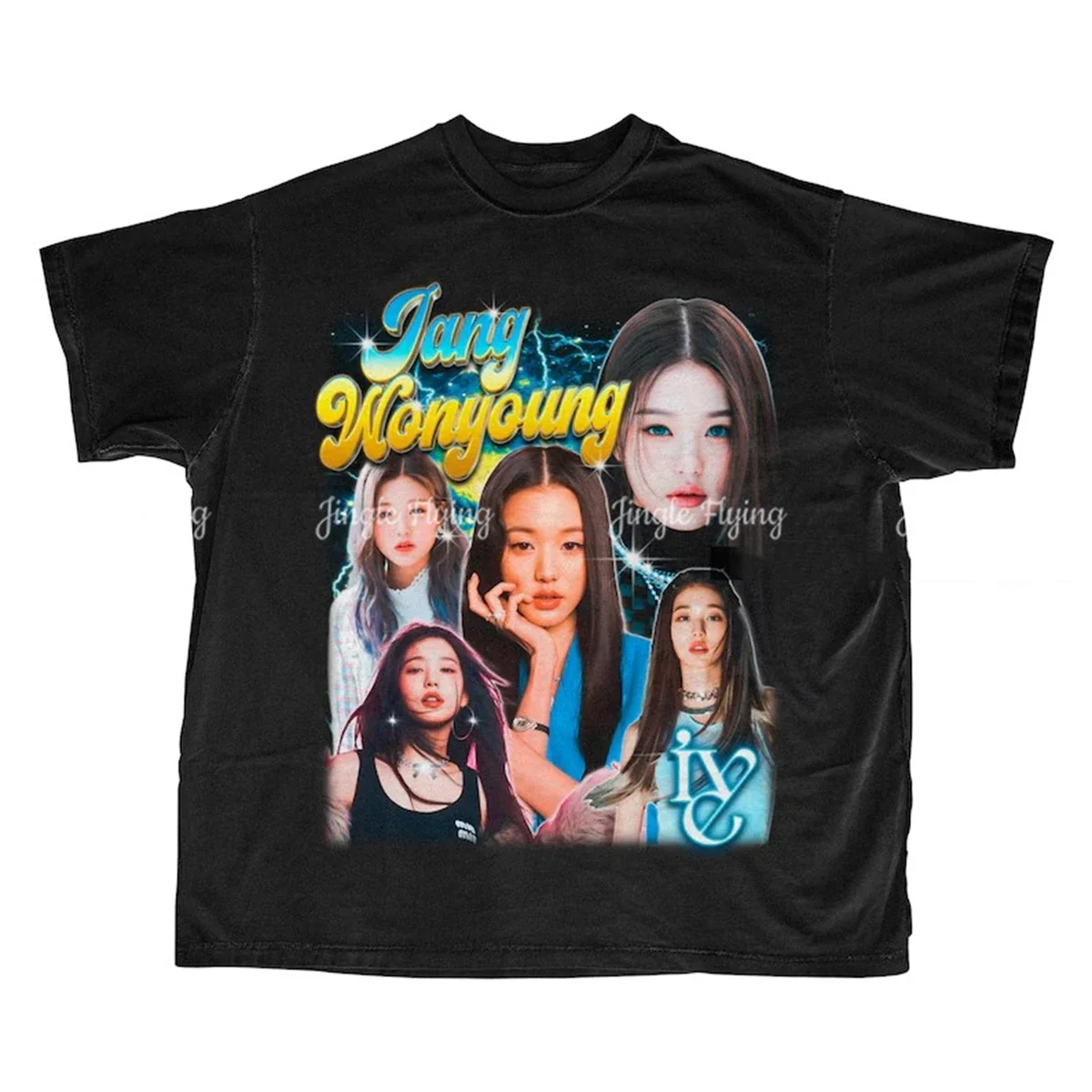 Фото 100% хлопок Wonyoung Ретро 90-е Kpop рубашка подарок для нее или него мужская женская футболка №2