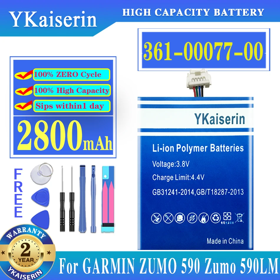 Аккумуляторная батарея ykaisсеребрин 2800 мАч 3610007700 для Garmin 361-00077-00 361 00077 10 ZUMO590 595 590LM батареи + Бесплатные Tloos