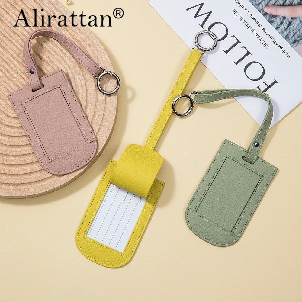 Alirattan 2025, новинка из натуральной кожи, откидная крышка, аппаратная пряжка, багажная бирка, проверка багажа, анти-потерянная бирка