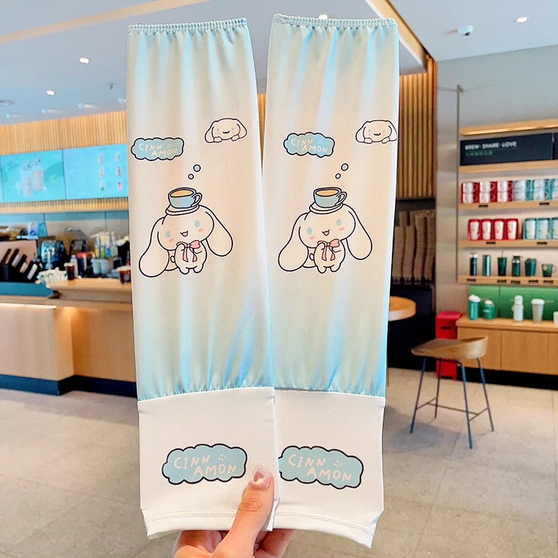 1 пара Sanrio аниме Cinnamoroll детские нарукавники защита от солнца охлаждающие рукава с защитой от ультрафиолета противоскользящие чехлы на руку из ледяного шелка (art.: 3920d05001b8f) - 3920d05001b8f
