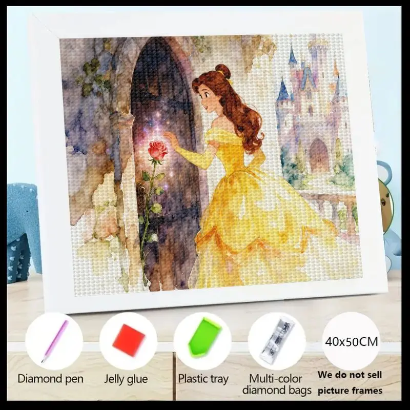 1 шт. Набор алмазной живописи «Красавица и чудовище» 5D Art Craft DIY Набор сверкающих драгоценных камней с принцессой Белль и зачарованной розой