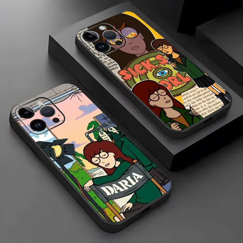 Фото Классический аниме-девушка Daria, модный дизайн, чехол для телефона для iPhone 16 16e 15 14 13 12 11 Plus Mini Pro Max, мягкий черный противоударный чехол №2