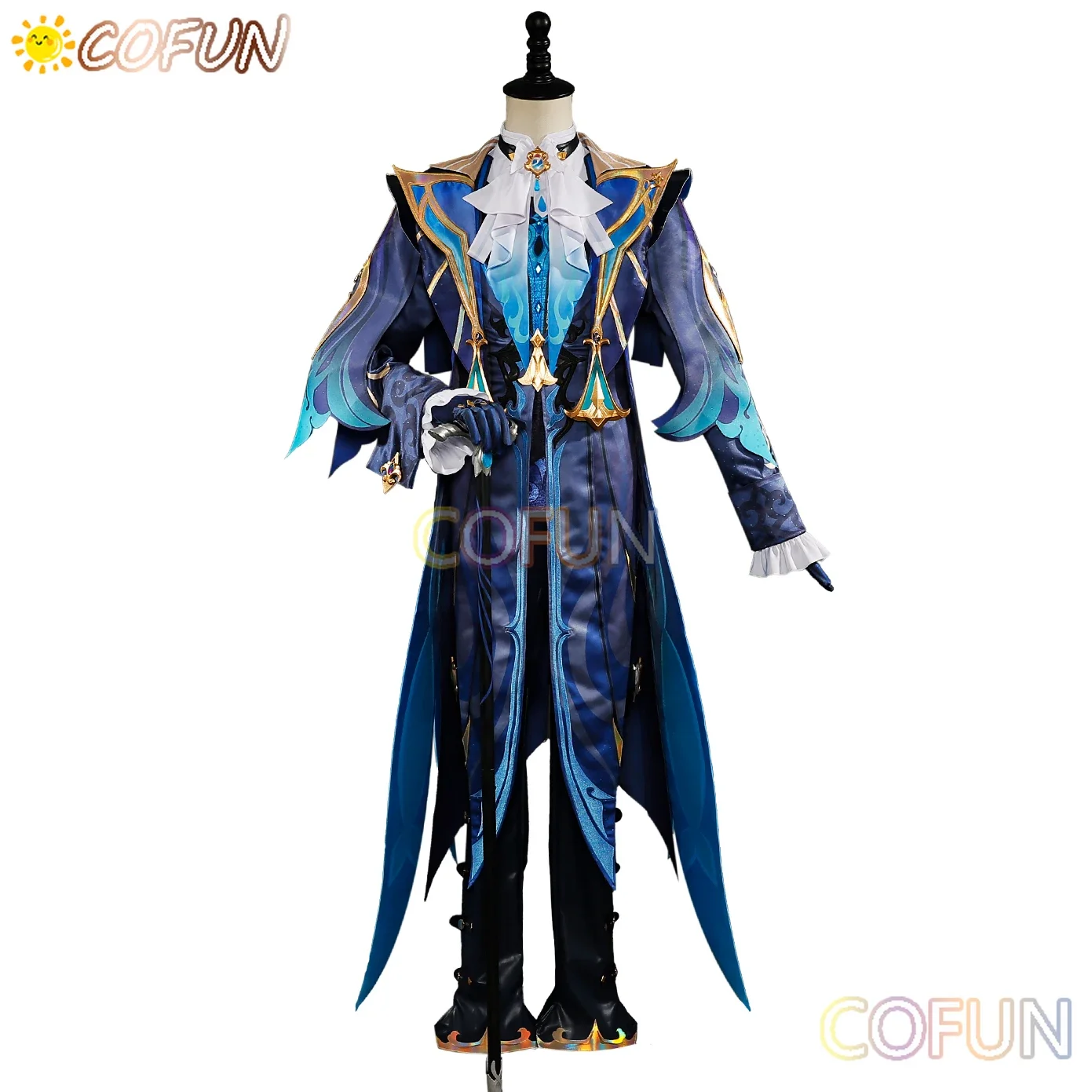 COFUN Game Genshin Impact Fontaine Neuvillette Косплей Костюм Хэллоуин Наряды Анимационный Костюм Мужской Neuvillette Парик