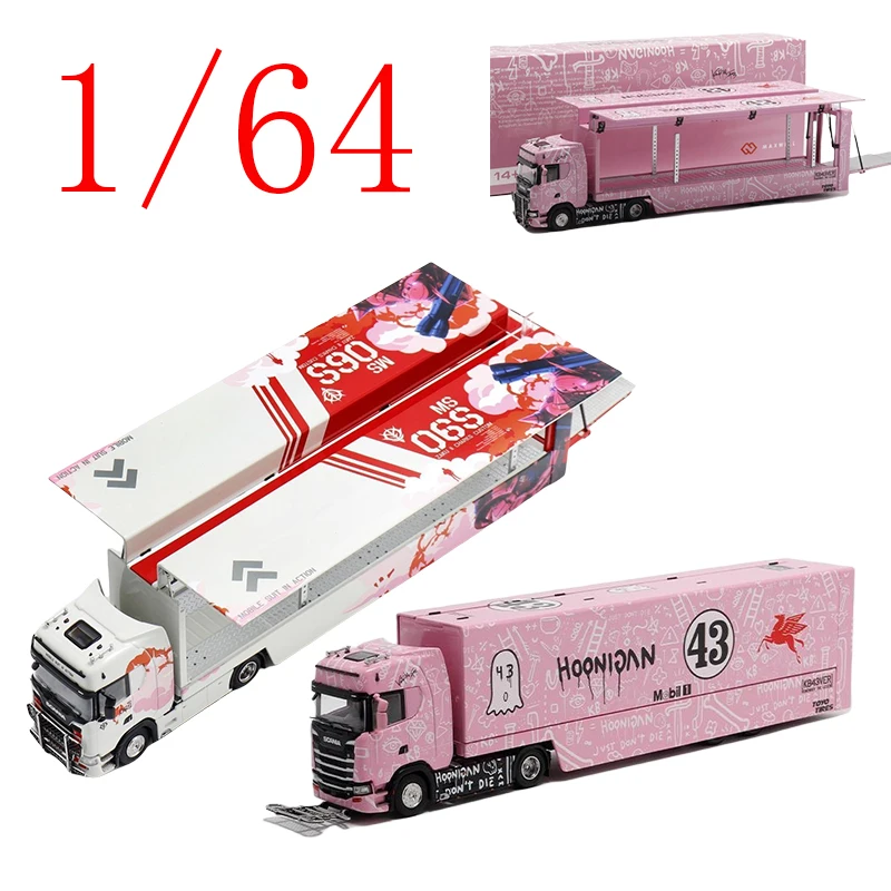 Kengfai, литая под давлением модель автомобиля из сплава Scania в масштабе 1/64, Scania 730S, двойной грузовик, игровые транспортные средства, игрушки для мальчиков, подарок, оригинальная коробка