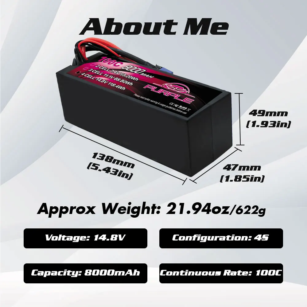 Аккумулятор CNHL 2S 3S 4S Lipo, 8000 мАч, 7,4 В, 11,1 В, 14,8 С, жесткий чехол с разъемом EC5 T для радиоуправляемого автомобиля, лодки, грузовика, багги (art.: 3920c1e26da2a) - 3920c1e26da2a