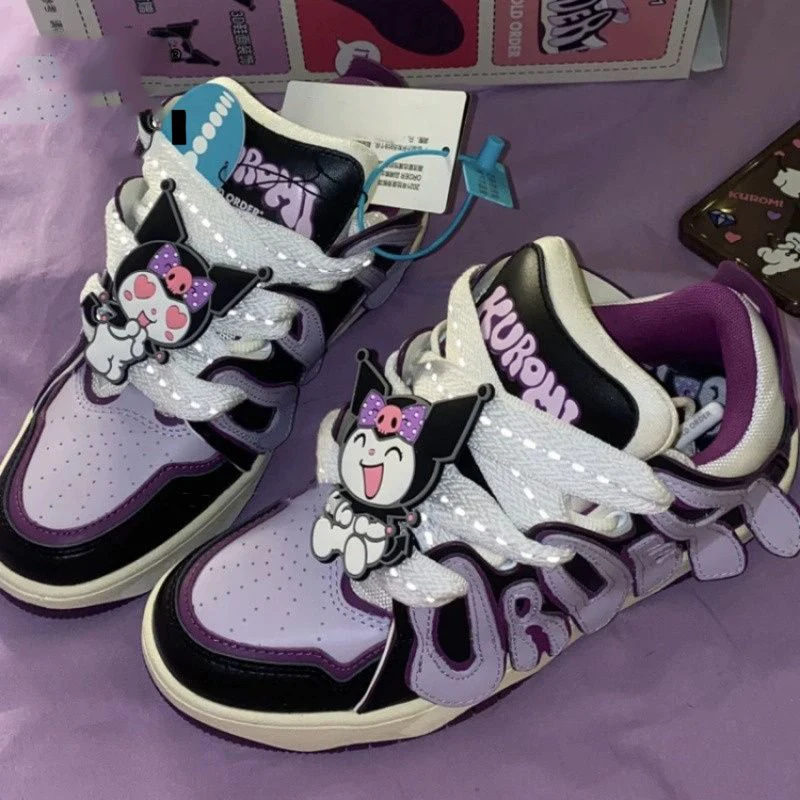 Фото Hello Kitty Cinnamoroll Sanrio Kawaii аниме новые универсальные кроссовки Kuromi Симпатичные Мультяшные толстые кроссовки с хлебом игрушки для детей №5