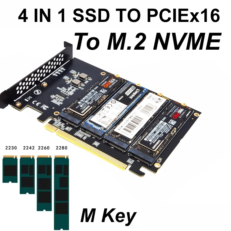 M.2 NVME B Ключ к PCIE 4,0/3,0 X1 x1 X4 x8 x16 плата адаптера интерфейса для ПК материнская плата для 2230 2242 2260 2280 SSD жесткий диск