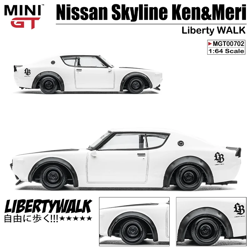 Фото Масштаб 1/64 Nissan Skyline Ken & Meri 2000GT-R(KPGC110) Liberty WALK, игрушечный автомобиль из сплава, Литые металлические модели, подарки №4