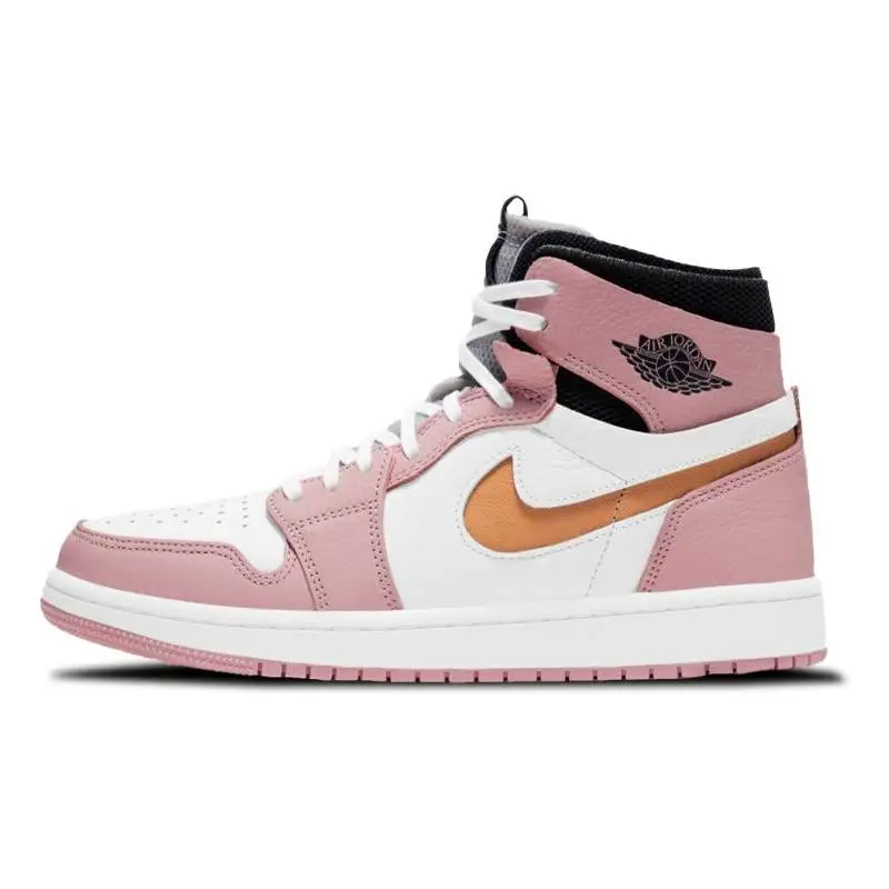 Фото Женские кроссовки Nike Jordan 1 с высоким увеличением Air Cmft розовые глянцевые туфли с кактусами №5