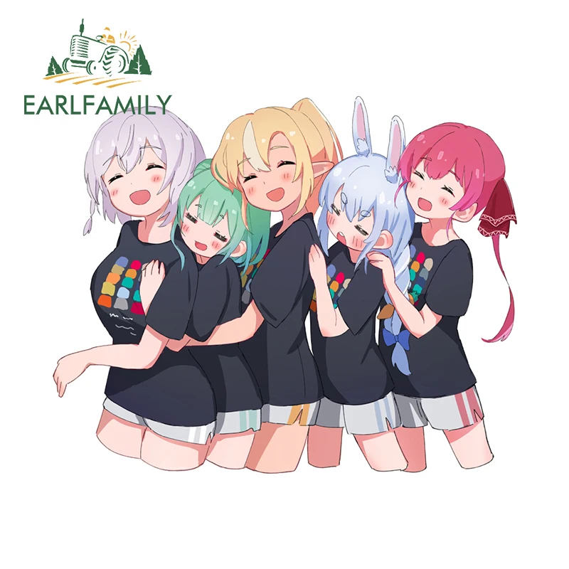 EARLFAMILY 13 см X 10,6 см для пекора Марин милые автомобильные наклейки Vtuber простые водонепроницаемые наклейки устойчивые к царапинам креативные автомобильные товары