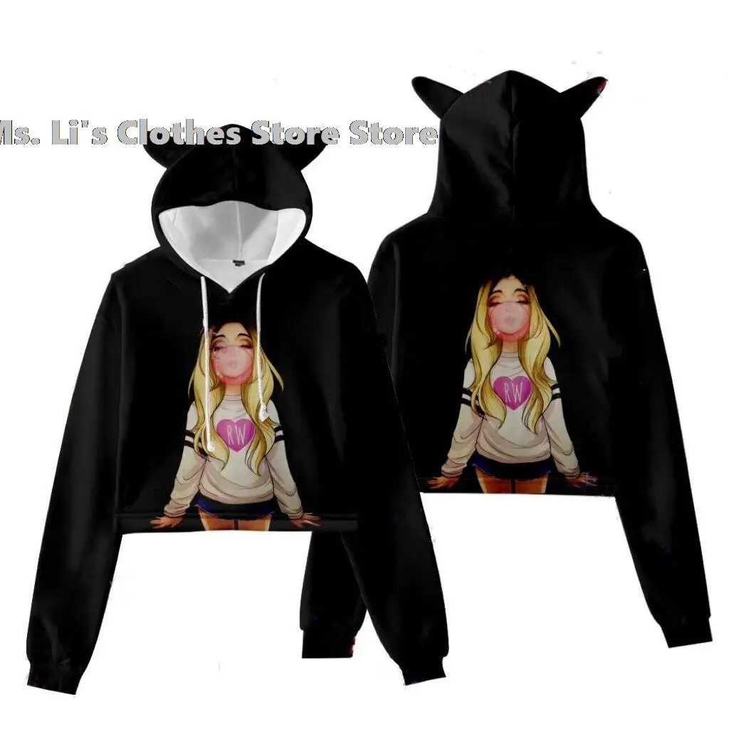 Фото Горячая распродажа! Rebeka Wing Merch Beki Пушистый 3D модный топ с кошачьими ушками Женская утечка пупка толстовка сексуальная девушка Y2K Толстовка кавайные Топы №5