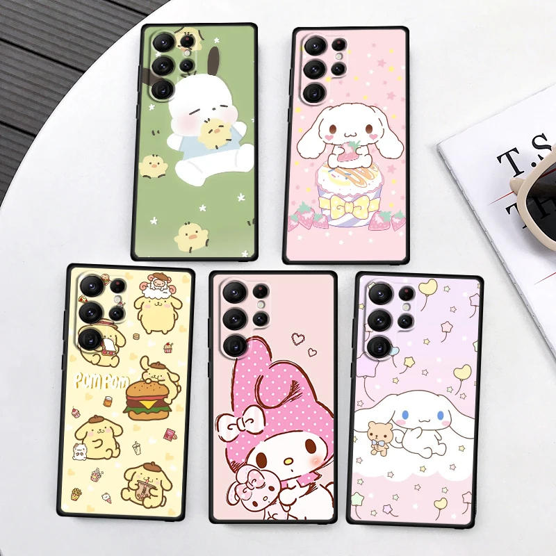 Sanrio Cinnamoroll Почтовый чехол для Samsung Galaxy S24 S23 S22 S21 S20 FE S10 S10E Plus Ultra Pro Lite 5G черный ТПУ чехол для телефона