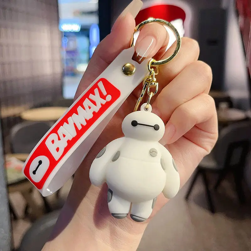 Фото Disney Big Hero 6 Baymax милый мультфильм аниме ПВХ брелок для ключей от машины украшения рюкзак подвеска на молнии подарок на Хэллоуин и Рождество №2
