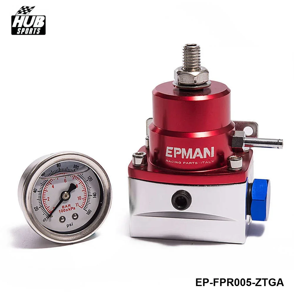 HUB Sports Red-Silver Injected Bypass Алюминиевый регулируемый линейтор давления топлива AN6 (W' Gauge/No W') для Lexus HU-FPR005-ZTGA