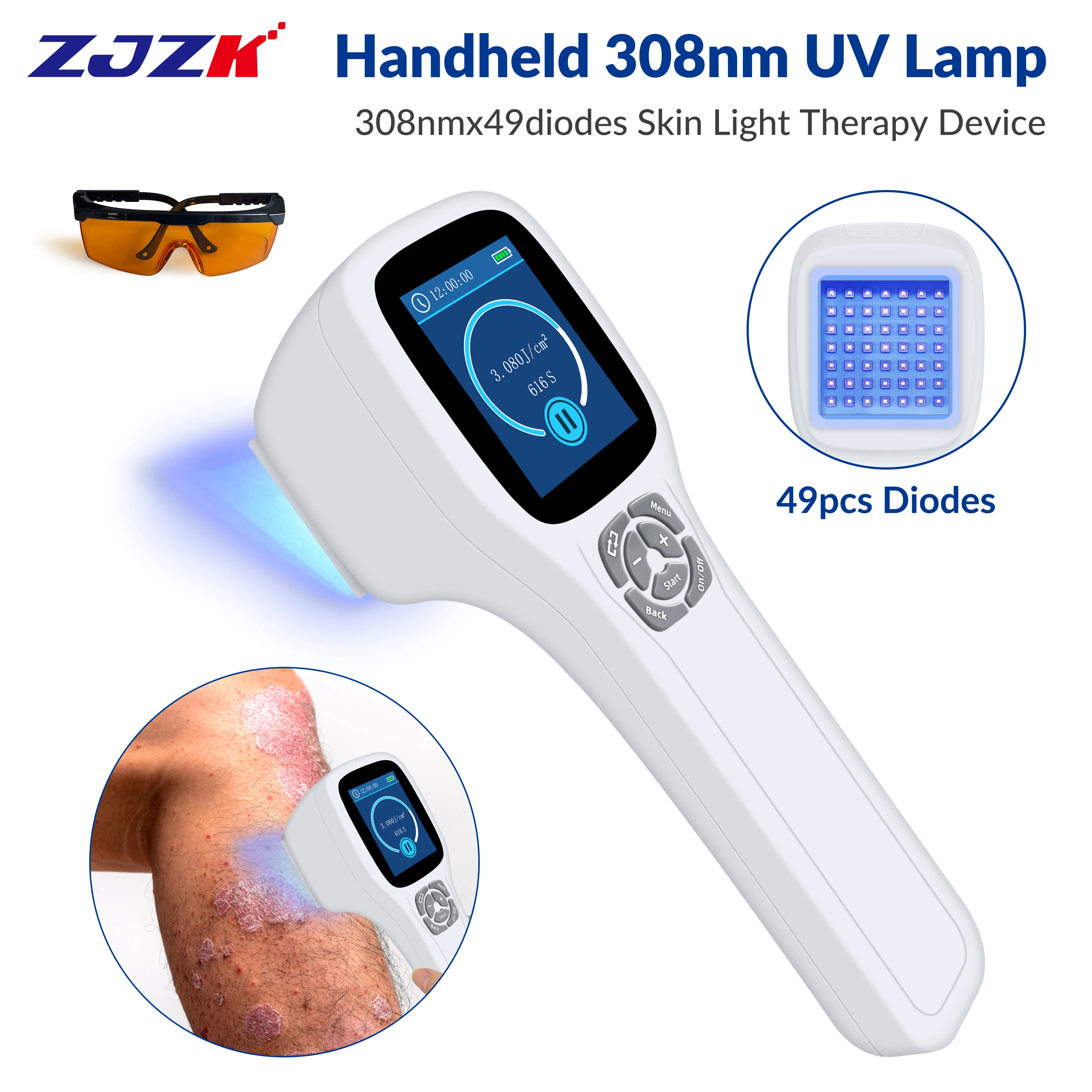 ZJZK Dermatology Light Philips Nb UVB Light 308nmx49diodes Янтарный светодиодный светильник для кожи Furuncle Fungal Infectious Skin Disease Веснушки
