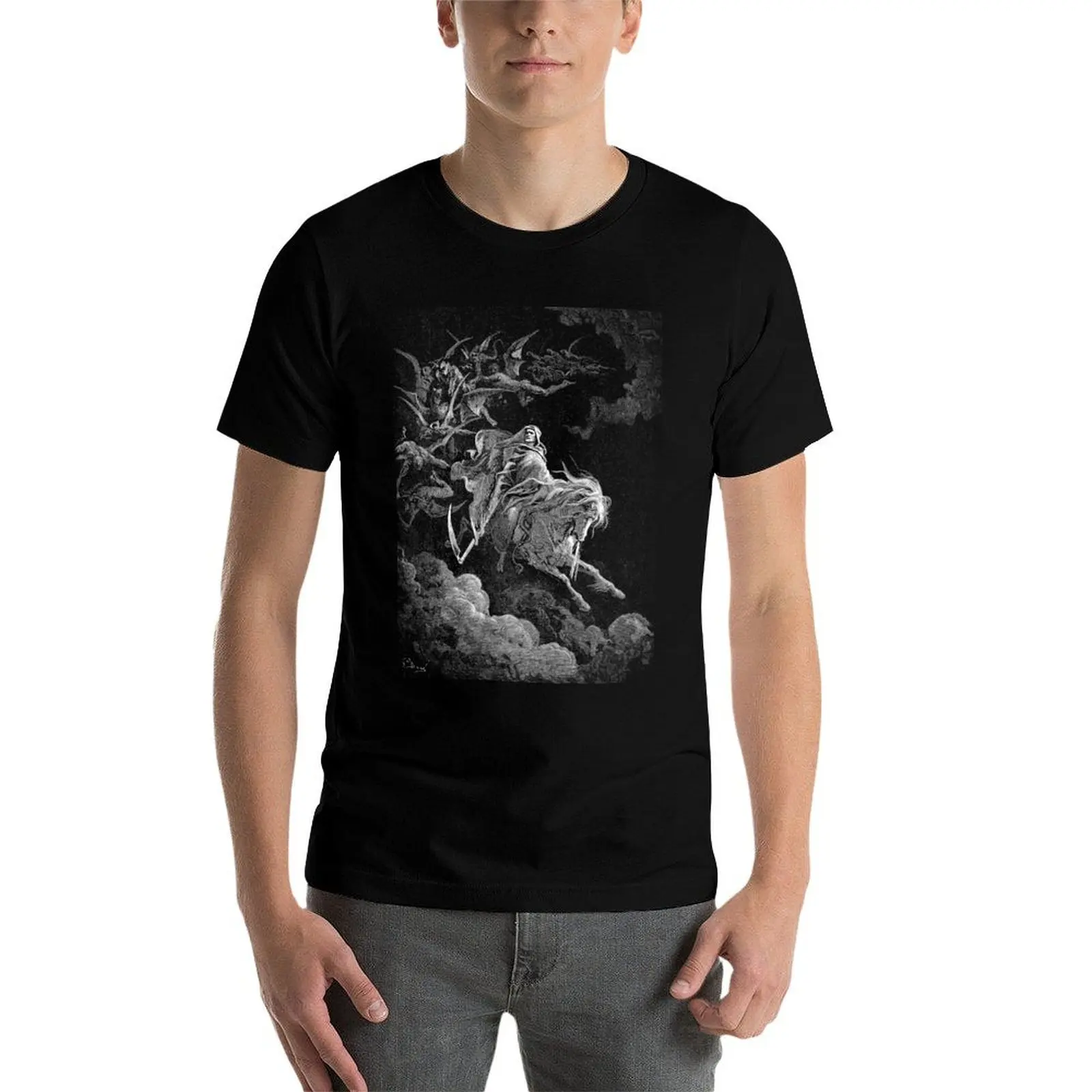 Фото Футболка Gustave Dore Death On A Pale Horse, мужская одежда, спортивные мужские футболки, повседневные стильные футболки №3