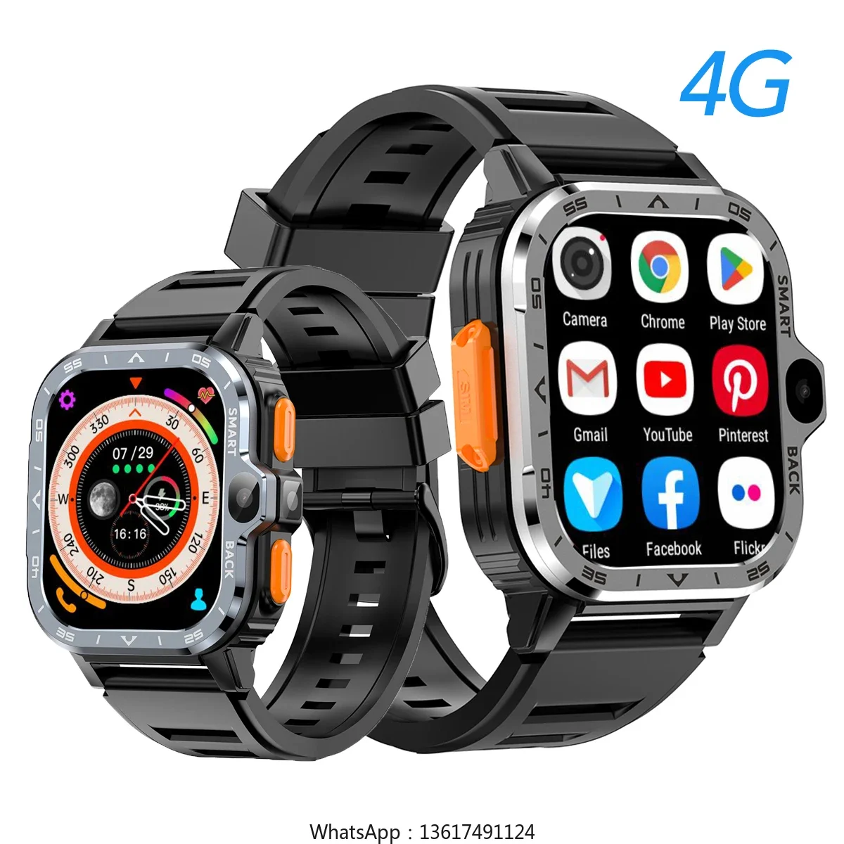 PGD SmartWatch 4G LTE GPS Wi-Fi SIM-карта NFC с двойной камерой Прочное хранилище 16/64G ROM Google Play Heart Rate Android Смарт-часы для мужчин