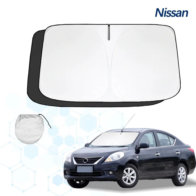 Фото Солнцезащитный козырек на лобовое стекло автомобиля для Nissan, солнечный солнцезащитный козырек, летний козырек, защитные складные блоки, аксессуары для защиты от ультрафиолетовых лучей №2