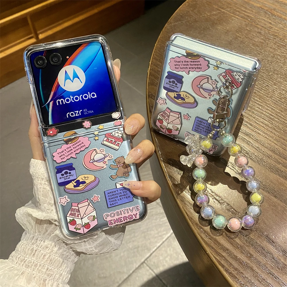 Модная задняя крышка с рисунком для Motorola Razr 60 50 40 Ultra Moto Razr50Ultra 60Ultra, жесткий ПК, прозрачный защитный чехол для телефона