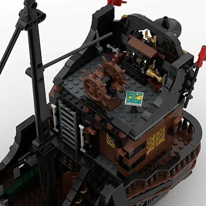 Фото Пиратский военный корабль, модель Moc, строительные кирпичи, ужасающая русалка, военный корабль, технологические блоки, подарки, рождественские игрушки, наборы «сделай сам», сборка №3