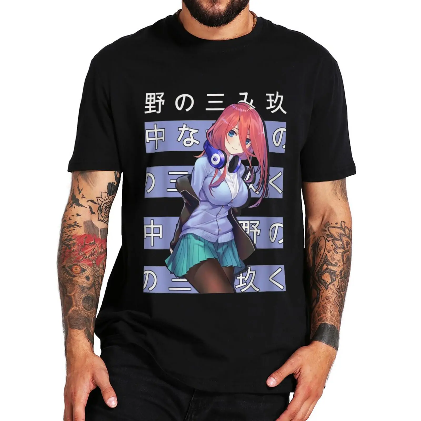 Футболка Miku Nakano с забавным аниме персонажем манга фанаты Camiseta 100% хлопок Летняя Повседневная футболка большого размера унисекс европейский размер
