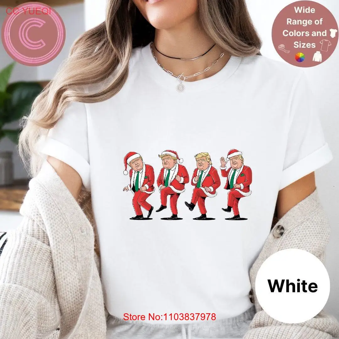 Футболка Dancing Trump Santa Christmas Dance Line Holiday Party SpiriT с длинными или короткими рукавами