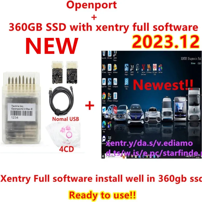 2023,12 программное обеспечение xentry с 360 Гб SSD + Tactrix Openport 2.0 готовое к использованию диагностическое программное обеспечение xentry 2023,12 удаленная установка