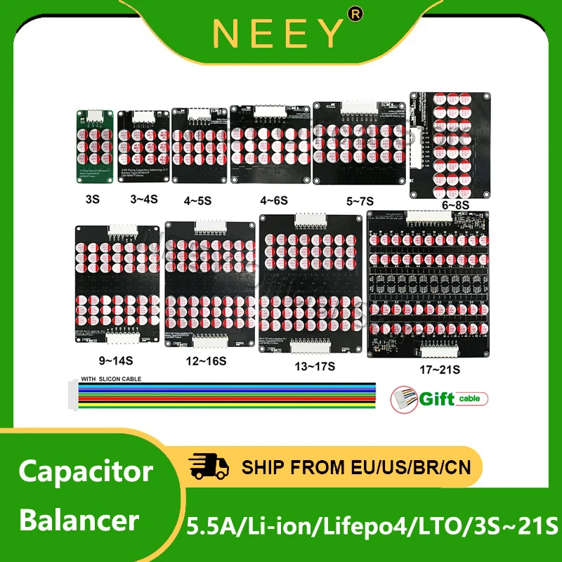 Аккумулятор NEEY Lifepo4 5A, активный эквалайзер, стабилизатор 3S 4S 6S 8S 10S 12S 14S 16S 17S 18S 20S 21S, Интеллектуальный энергоконденсатор с Bluetooth