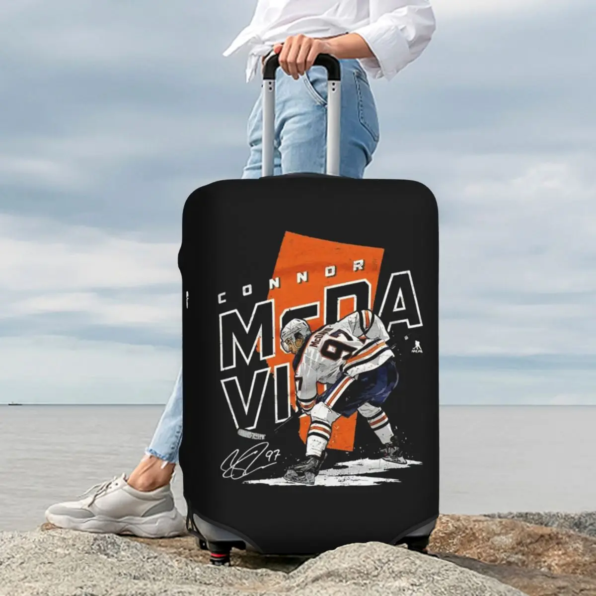 Чехол для чемодана Connor McDavid 97, для фанатов Edmonton Oilers, защитный чехол, эластичные дорожные защитные чехлы для багажа 18-32 дюймов (art.: 3920d0aa71fce) - 3920d0aa71fce