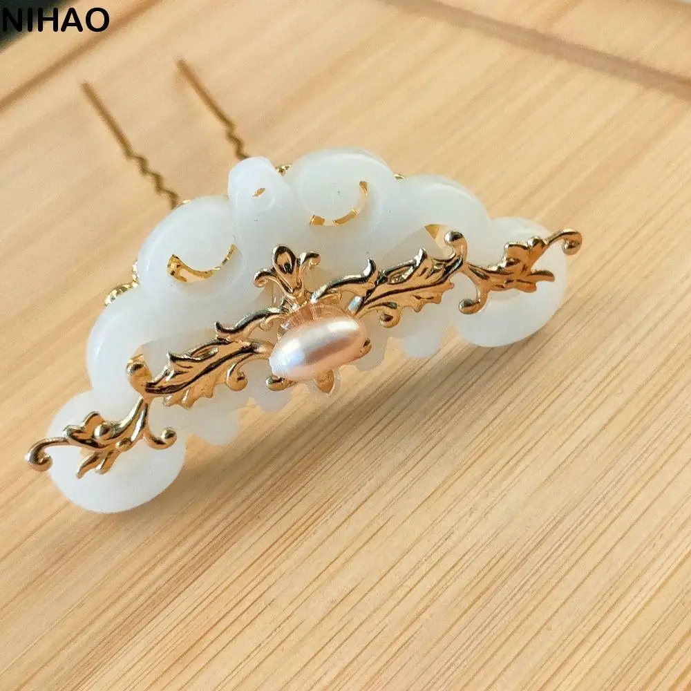 Головной убор Hanfu, инструмент для дизайна прически, жемчужные U-образные палочки для волос, головные уборы в китайском стиле, заколка для волос в древнем стиле, древняя корона для волос