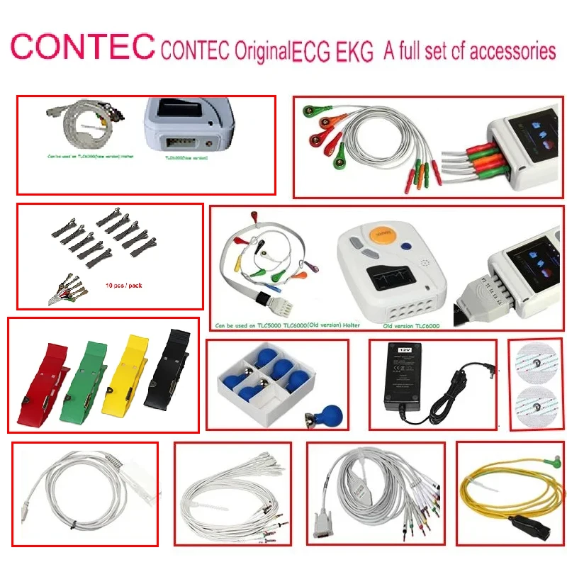 Кабель CONTEC EKG 3, 12, 10 выводов, кнопка/кабель типа банан для ЭКГ 80A/90A, ЭКГ 100G/300G/600G/1200G 8000G Tlc6000 Tlc5000 Tlc9803