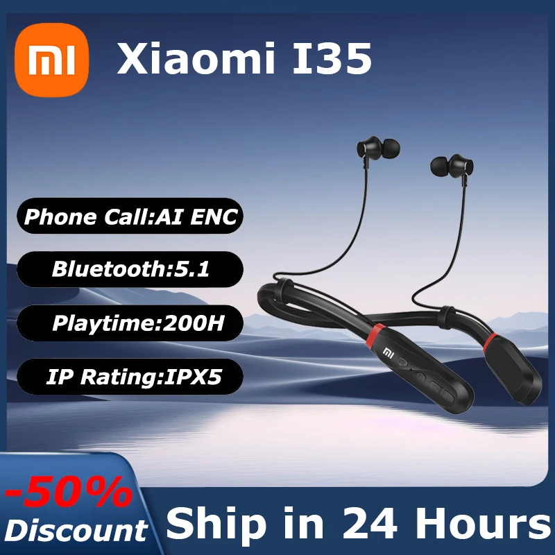 Xiaomi I35 наушники Bluetooth 5,1 наушники спортивные наушники Mijia Встроенный микрофон шейные наушники Redmi стерео наушники гарнитура