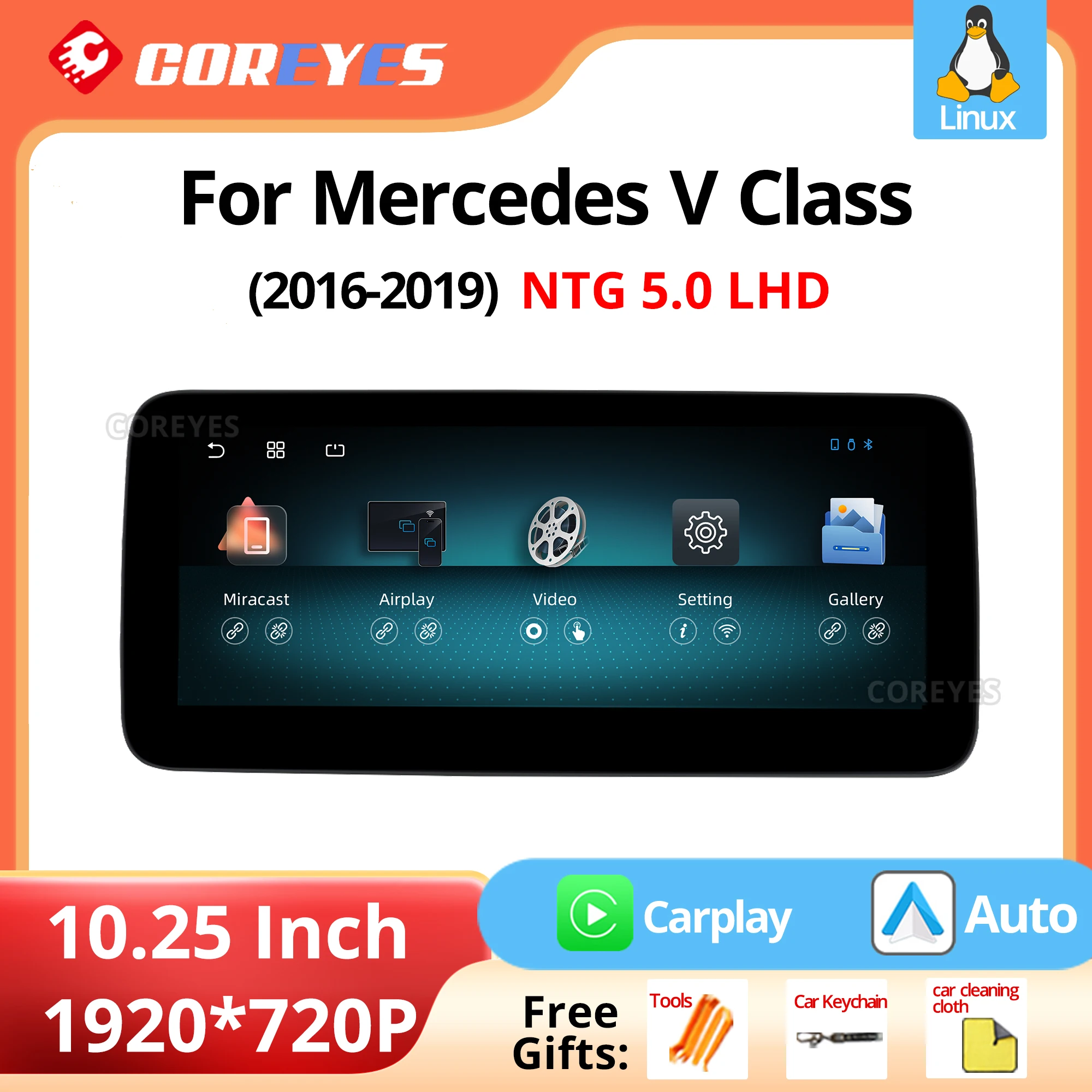 Для Mercedes V Class 2016-2019 NTG 5.0 LHD 10,25 