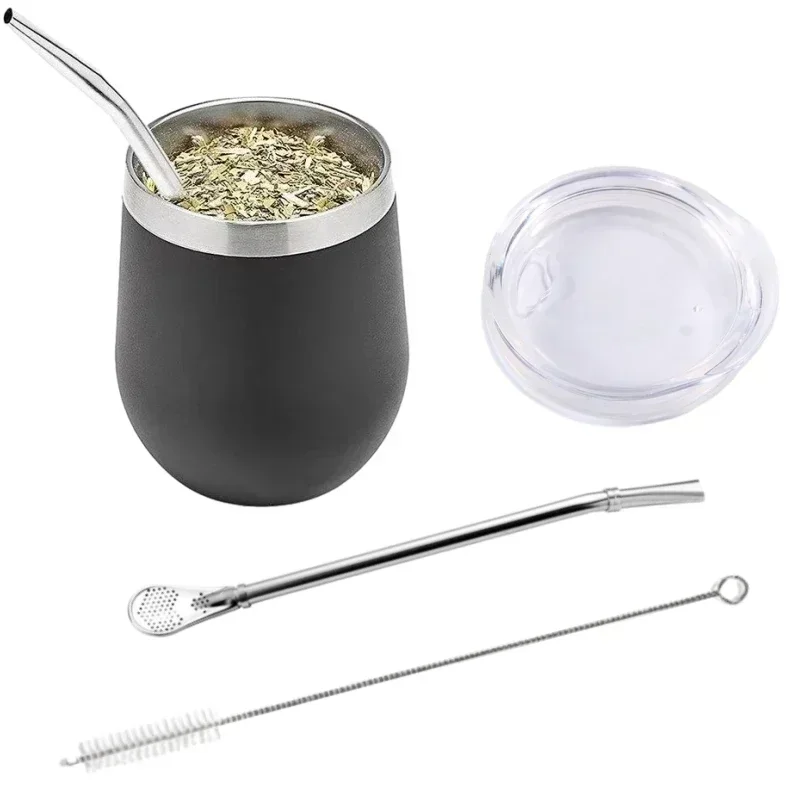 Фото Набор тыквы Yerba Mate, Двухстенная чайная чашка из нержавеющей стали Mate и набор Bombilla В комплект входит Тыква Yerba Mate (чашка) с одной бутылкой №3