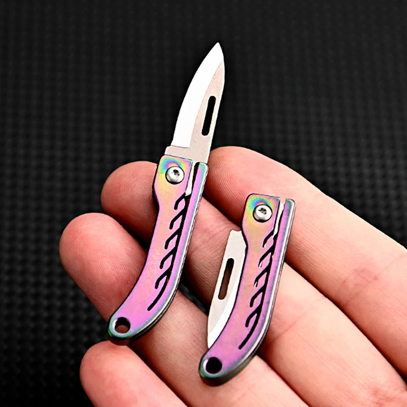 Мини-складной нож из титанового сплава D2 Blade для кемпинга на открытом воздухе EDC, портативный острый нож для распаковки с высокой твердостью