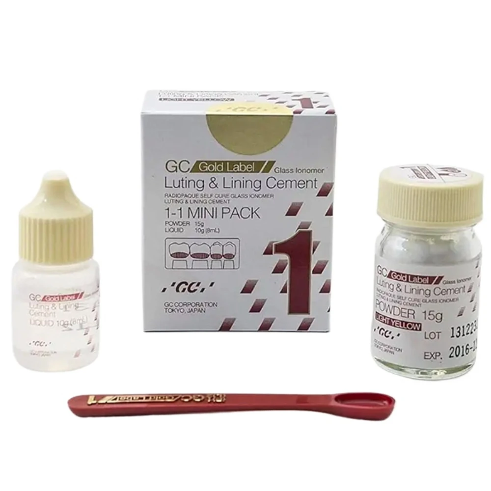 GC Fuji 1, большая упаковка, золотая этикетка, подкладка, стекло, иномер, цементная начинка, GIC, отбеливание зубов